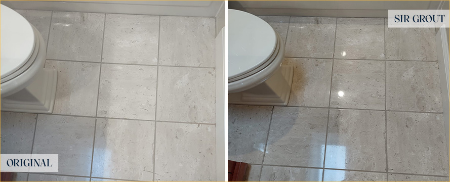 Floor Before and After a Perfect Sublime Stone Polishing in Larchmont, NY